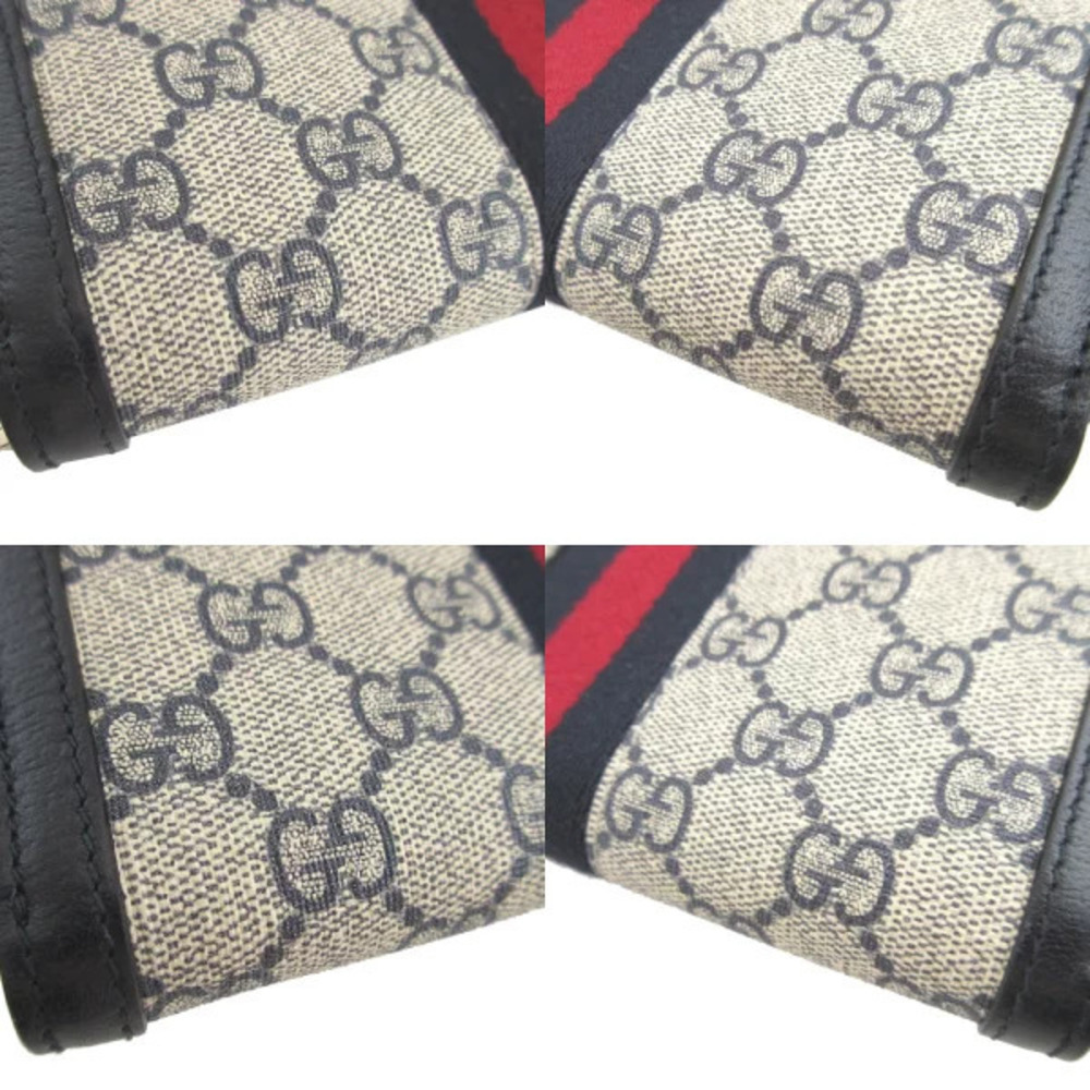 Gucci Ophidia GG Supreme leather beige Navy Blue round zipper long wallet - Picture 6 of 6